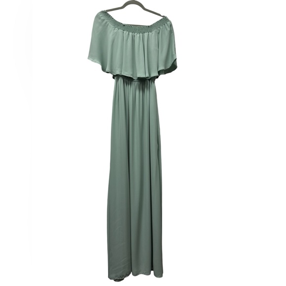 Show Me Your Mumu Hacienda off the shoulder maxi dress, silver sage crisp, small - Picture 3 of 11